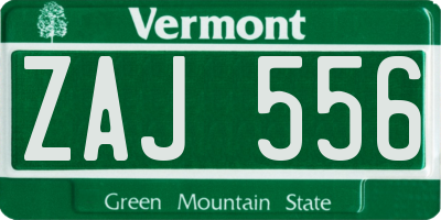 VT license plate ZAJ556