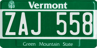 VT license plate ZAJ558