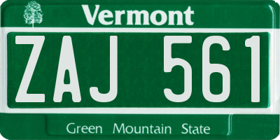 VT license plate ZAJ561