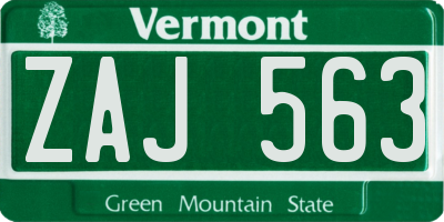 VT license plate ZAJ563