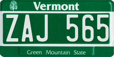 VT license plate ZAJ565