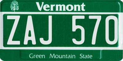 VT license plate ZAJ570