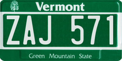 VT license plate ZAJ571