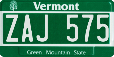 VT license plate ZAJ575