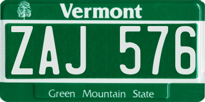 VT license plate ZAJ576