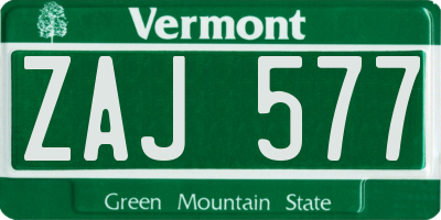 VT license plate ZAJ577