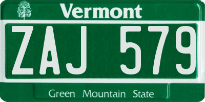 VT license plate ZAJ579