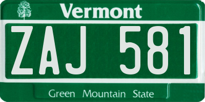 VT license plate ZAJ581