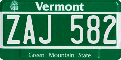 VT license plate ZAJ582