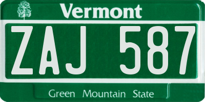 VT license plate ZAJ587