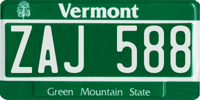 VT license plate ZAJ588
