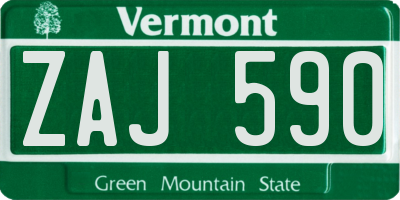 VT license plate ZAJ590