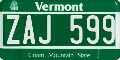 VT license plate ZAJ599