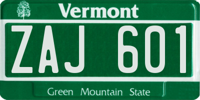 VT license plate ZAJ601