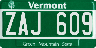 VT license plate ZAJ609