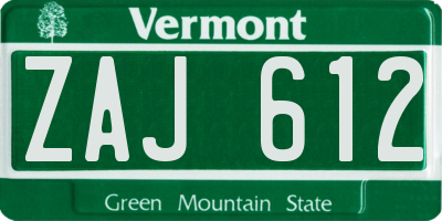 VT license plate ZAJ612