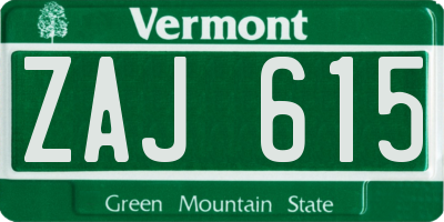VT license plate ZAJ615