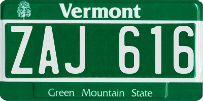 VT license plate ZAJ616