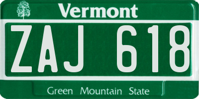 VT license plate ZAJ618