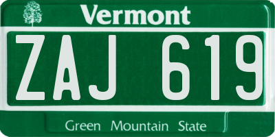 VT license plate ZAJ619
