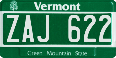VT license plate ZAJ622