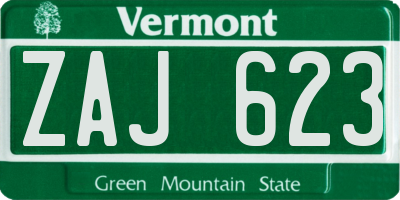 VT license plate ZAJ623