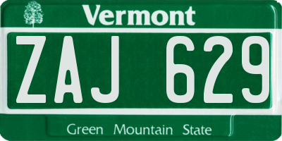 VT license plate ZAJ629