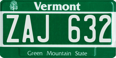 VT license plate ZAJ632