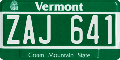 VT license plate ZAJ641