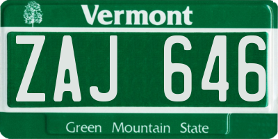 VT license plate ZAJ646