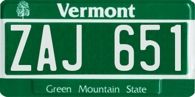 VT license plate ZAJ651