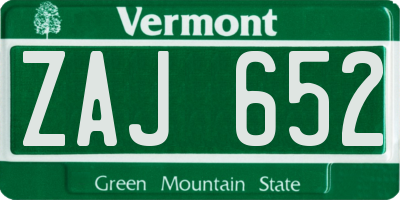 VT license plate ZAJ652