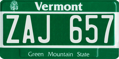 VT license plate ZAJ657