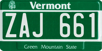 VT license plate ZAJ661