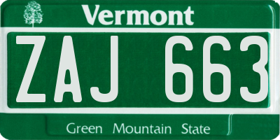 VT license plate ZAJ663