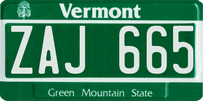 VT license plate ZAJ665