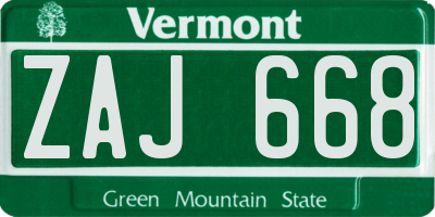VT license plate ZAJ668