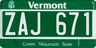 VT license plate ZAJ671