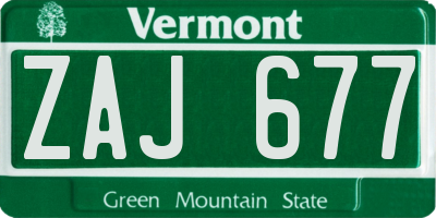 VT license plate ZAJ677