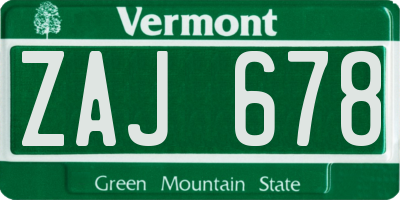 VT license plate ZAJ678