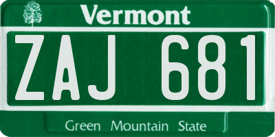 VT license plate ZAJ681