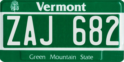 VT license plate ZAJ682