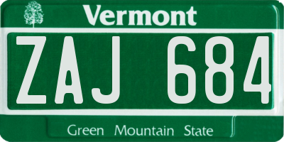 VT license plate ZAJ684