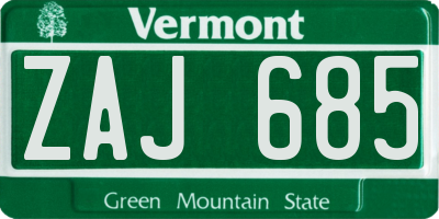 VT license plate ZAJ685