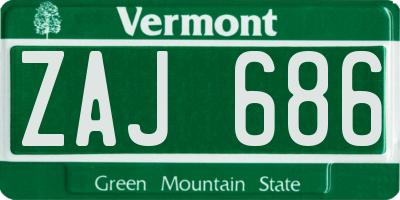 VT license plate ZAJ686