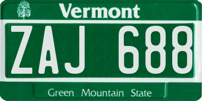 VT license plate ZAJ688