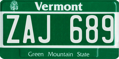 VT license plate ZAJ689
