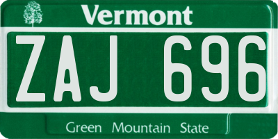 VT license plate ZAJ696