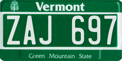VT license plate ZAJ697