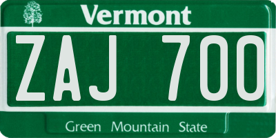 VT license plate ZAJ700